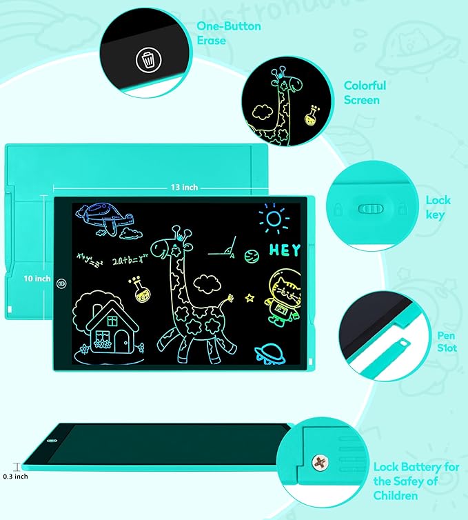 LCD Writing Tablet Doodle Board, 15 inch Colorful Drawing Tablet Writing Pad for Kids, Electronic Erasable Learning Educational Girls Gifts Toys for 3 4 5 6 7 Year Old Girls Boys