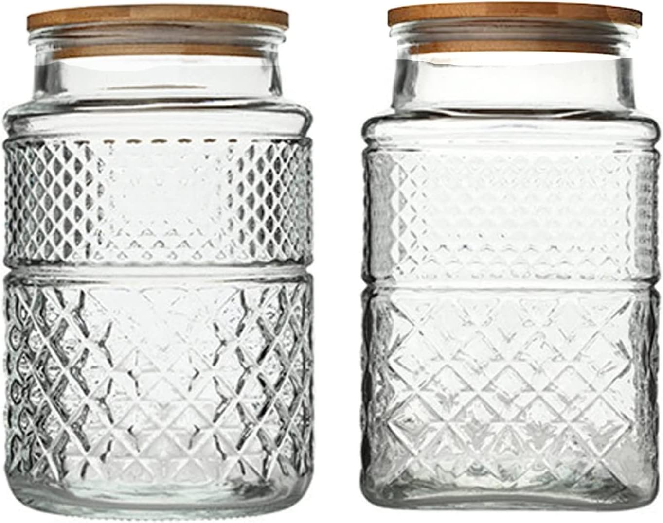 Large Glass Storage Jar, 2 Pack 60 FL OZ Glass Food Storage Containers with Bamboo Lid, Kitchen Containers Cereal Canisters Decorative Jar for Candy Snack Cookies Coffee Tea Nuts Airtight Jars