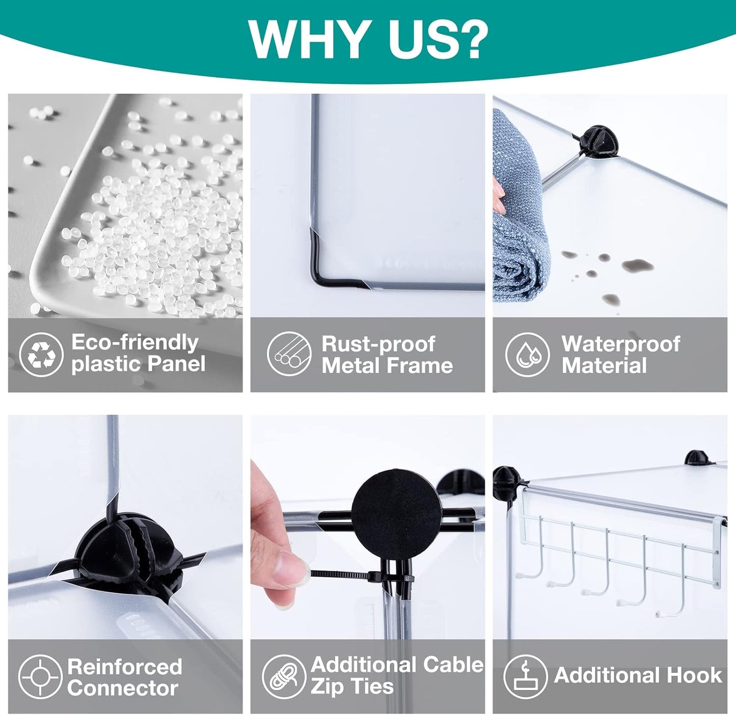 Neprock Cube Storage Organizer,16-Cube Shelf Closet Organizers and Storage Shelves,Book Shelves Wardrobe Clothes Organizer for Clothing Storage,Yarn Storage and Room Organization (Transparent White)