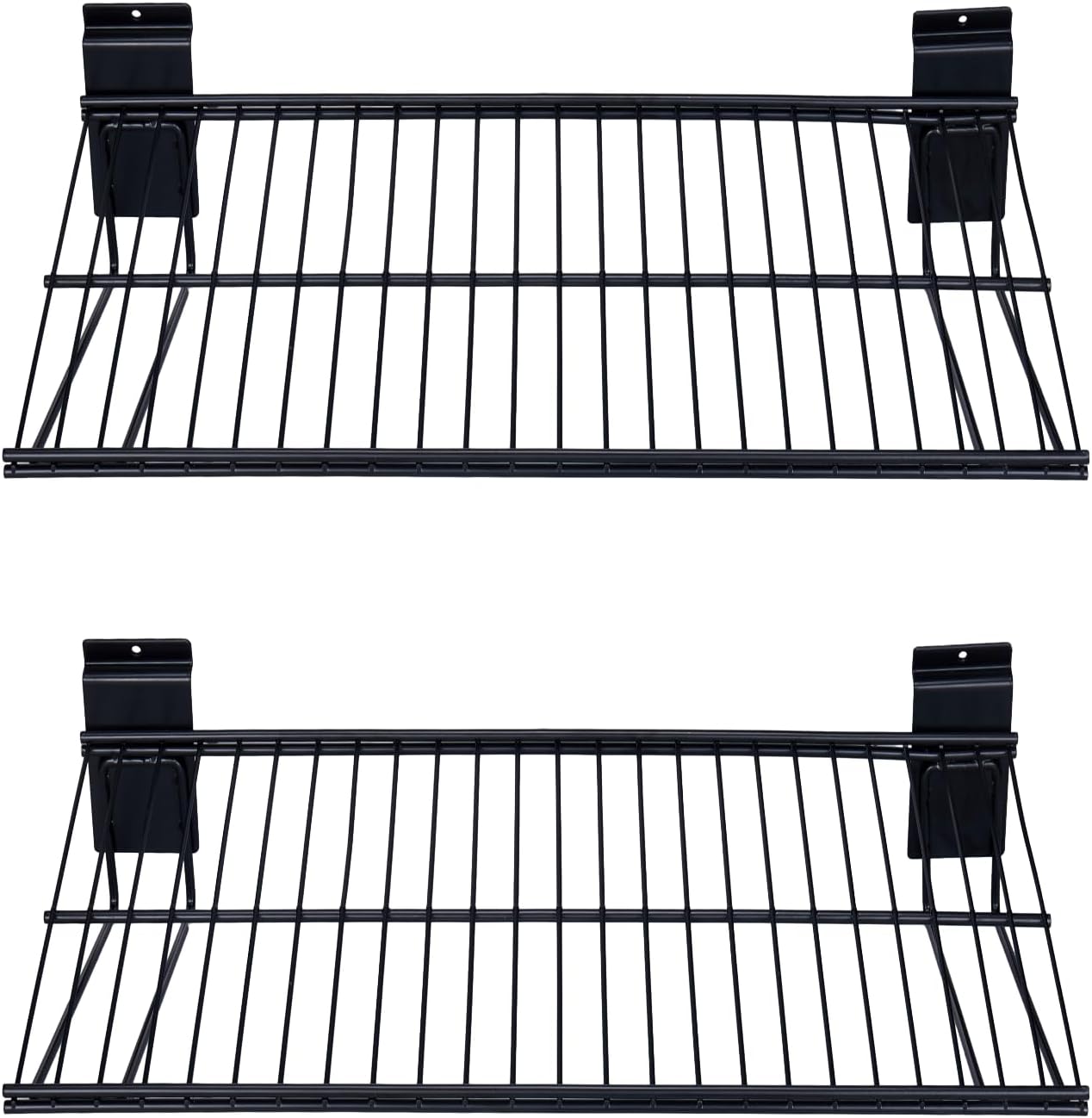16 inch Width Slatwall Accessories, Heavy Duty Gargage Storage Slatwall Shelves, Slat Wall Wire Shelf 2 Pcs-Black