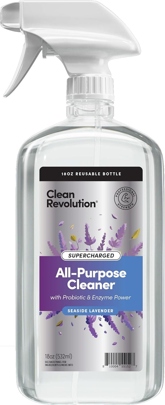 Clean Revolution SuperCharged Multi Surface Cleaner Refill Supply, Non-Toxic, Eco-Friendly & Plant-Based, Ready to Use, Seaside Lavender, 18 oz (Pack of 1)