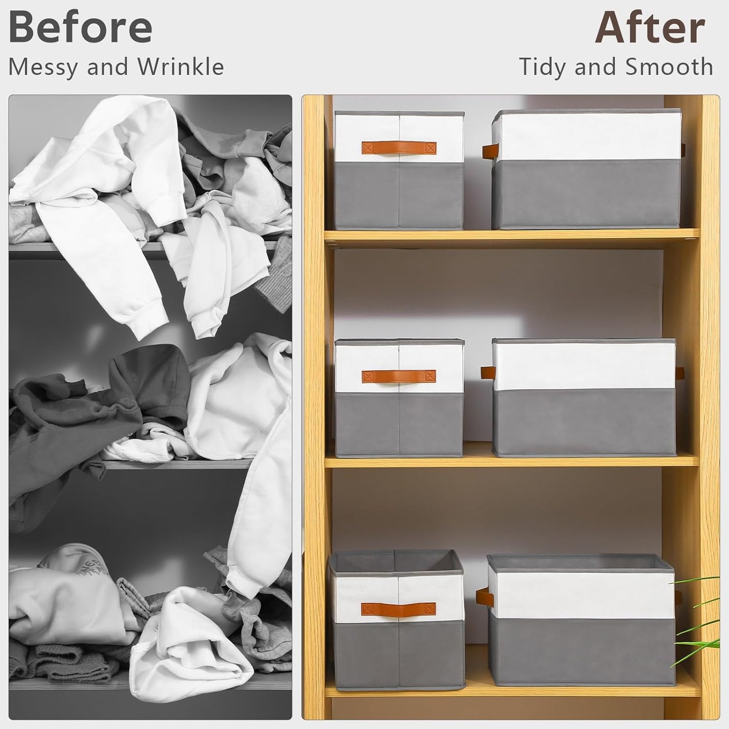 6 Pack Large Storage Bins,Storage Basket for Shelves with Handle, Fabric Closet Organizer for Organizing Clothes Blanket,Decorative Closet Organizers and Storage