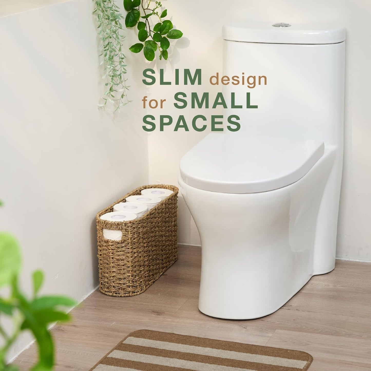 Toilet Paper Storage Basket, Toilet Paper Holder with Storage for Up to 8 Rolls, Coastal Bathroom Decor, Rattan Bathroom Accessories (Natural Seagrass, 6 Mega Rolls)