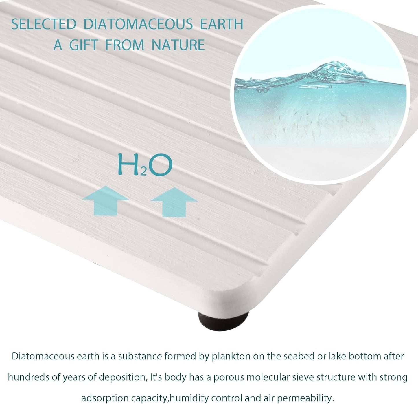 2 PCS Water Absorbent Diatomite Coasters (9.5" x 4"), Grooved Design, Water Absorbing Stone Used for Hand Soaps & Plants & toiletries in The Modern Home