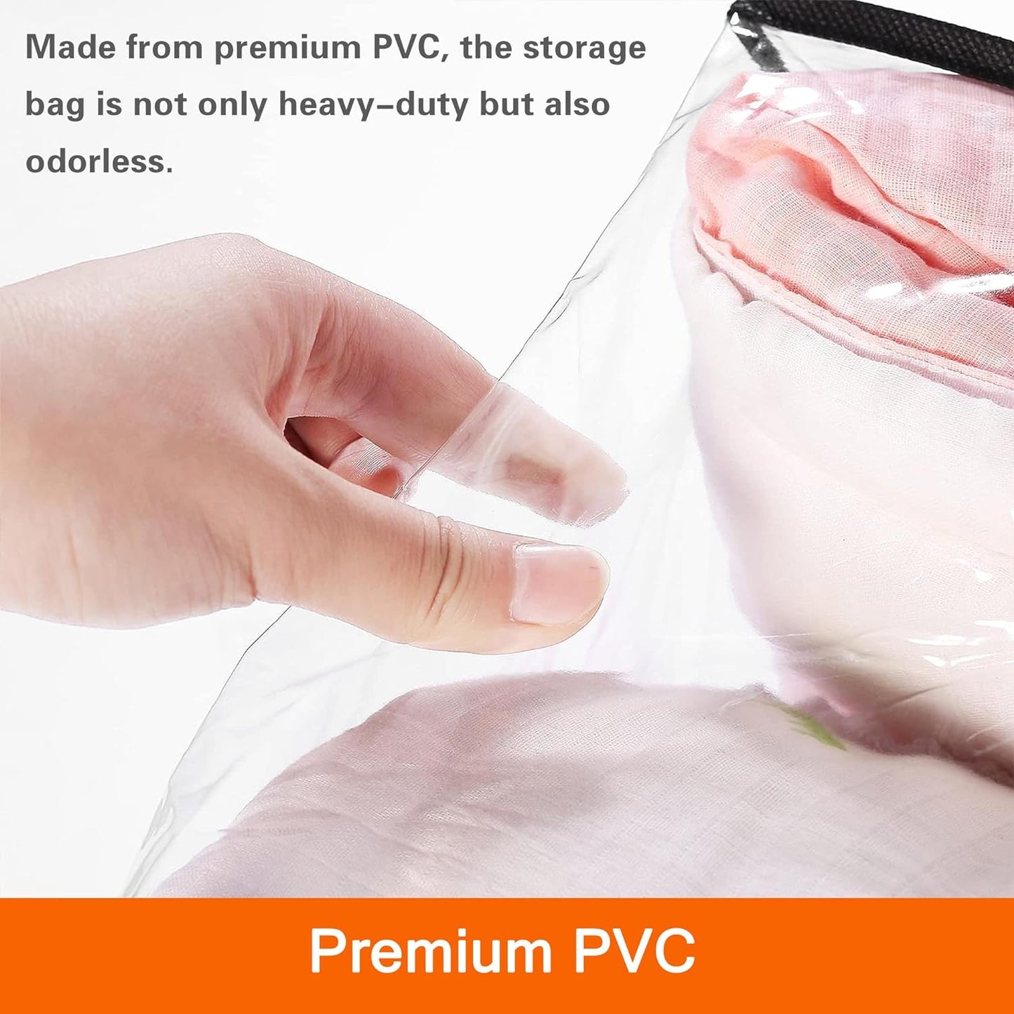 Vieshful 3 Pack 40L+60L+90L Clear Clothes Storage Bag, Zippered Closet Organizer, Plastic Storage Containers Moving bags for Comforter, Blanket, Bedding, Duvet, Toys