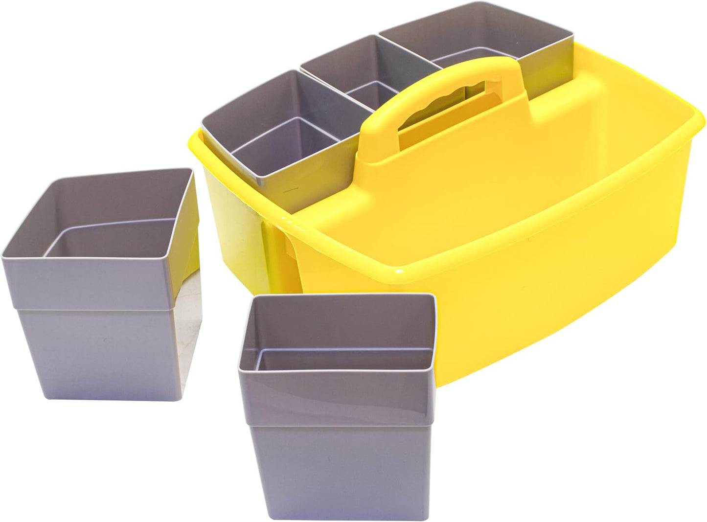Storex Large Classroom Caddy with Cups, 13 x 11 x 6.575 Inches, Yellow, Case of 2 (00982A02C)