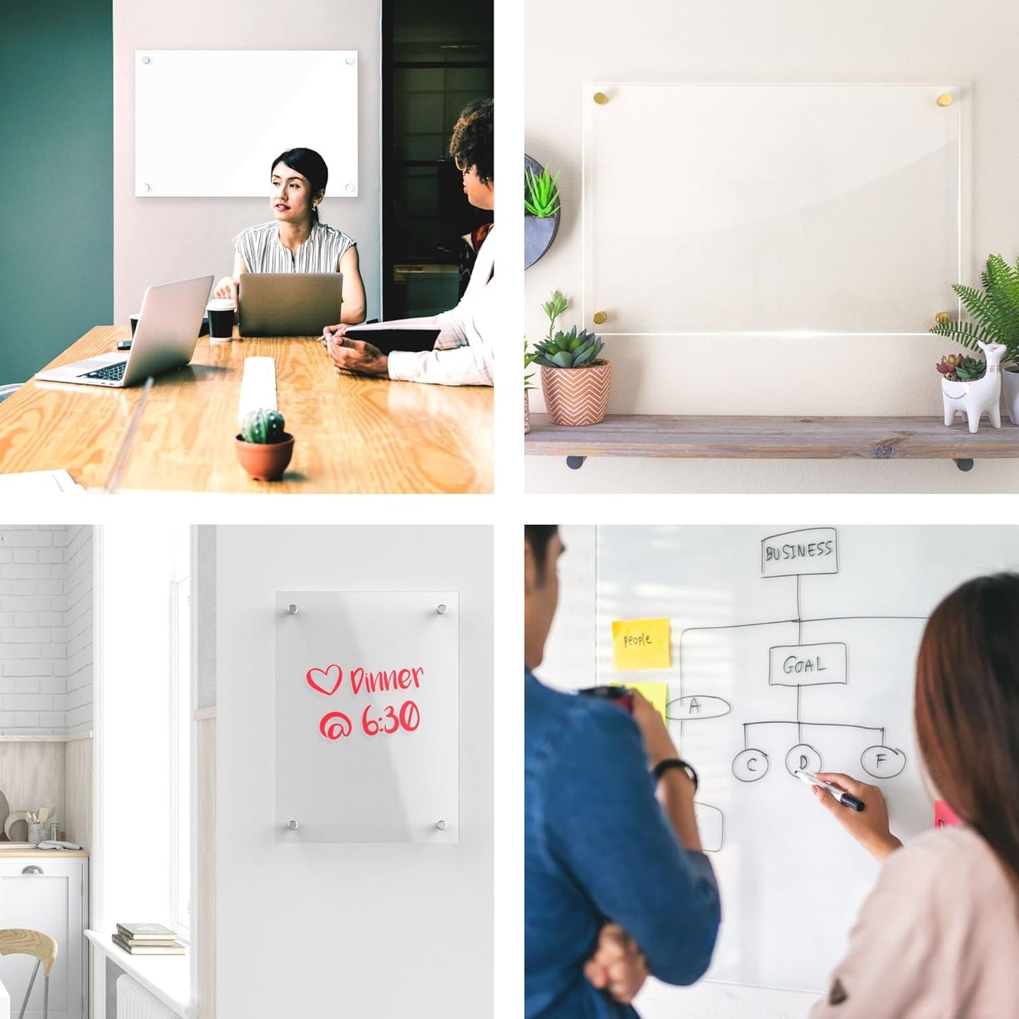 Acrylic Dry Erase Board for Wall with Stylish Border - Shipped Next Day, Made in USA, Non-Magnetic Whiteboard, Wall Mounted Board, Easy to Clean (White - 36x48)