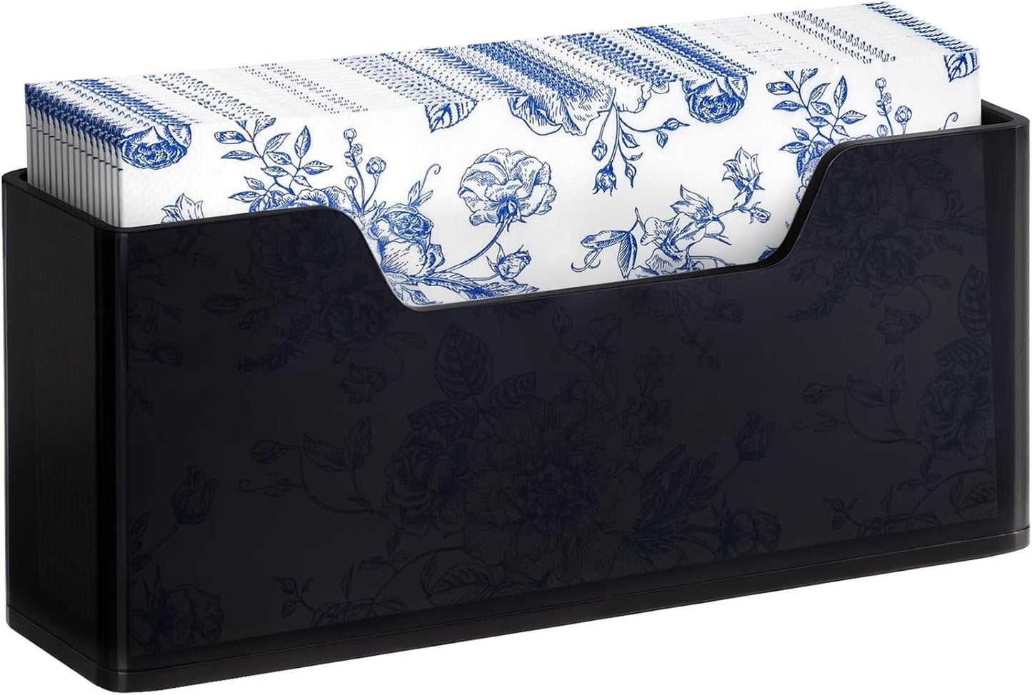 Acrylic Guest Towel Holder for Bathroom, Clear Waterproof Splashing Vertical Napkin Holder for Kitchen, Disposable Hand Towel Holder, Modern Dining Table Napkin Tray for Home, Hotel, Office-Black