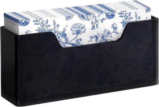 Acrylic Guest Towel Holder for Bathroom, Clear Waterproof Splashing Vertical Napkin Holder for Kitchen, Disposable Hand Towel Holder, Modern Dining Table Napkin Tray for Home, Hotel, Office-Black