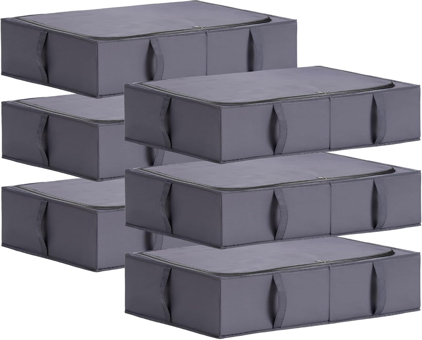 TYEERS Under Bed Storage Containers, Durable Fabric, Washable, Collapsible, Under Bed Storage Bins for Clothes, Blankets, Sheets, Shoes, 27.5x16.5x7 Inches, 6-Pack, Dark Grey