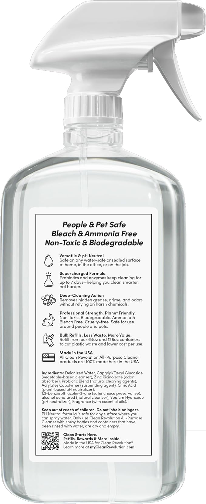 Clean Revolution SuperCharged Multi Surface Cleaner Refill Supply, Non-Toxic, Eco-Friendly & Plant-Based, Ready to Use, Dreamy Citrus, 18 oz (Pack of 1)