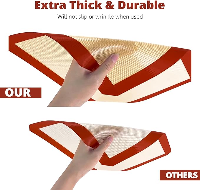 Silicone Baking Mats, 3 Pack Non-Stick Mats for Baking, Silicone Baking Mats Cookie Sheet, Easy Clean & Reusable Oven Baking Sheet for Making Cookies, Macaroons, Bread