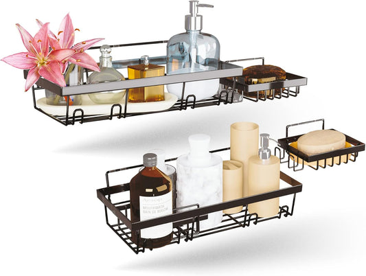 Shower Shelf - Premium Shower Caddy for Shower Organization - Adhesive Shower Rack - Stainless Steel Restroom Organizer - Pack of Two