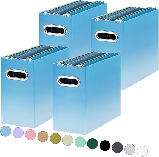 Oterri Cardboard File Organizer Box for Hanging File Folders Letter Size,File Box for Computer Desk,File Cabinet,Working Home,Office,Classroom(Gradient Light Blue, Letter Size - 4 Packs)
