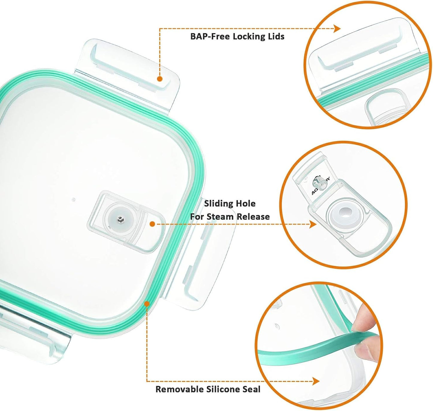 YEBODA Glass Food Storage Containers with Airtight Snap Locking Lids BPA Free Meal Prep Container Set For Home Kitchen Restaurant - Freezer, Microwave, Oven, Dishwasher Safe [28oz, 4 Pack]