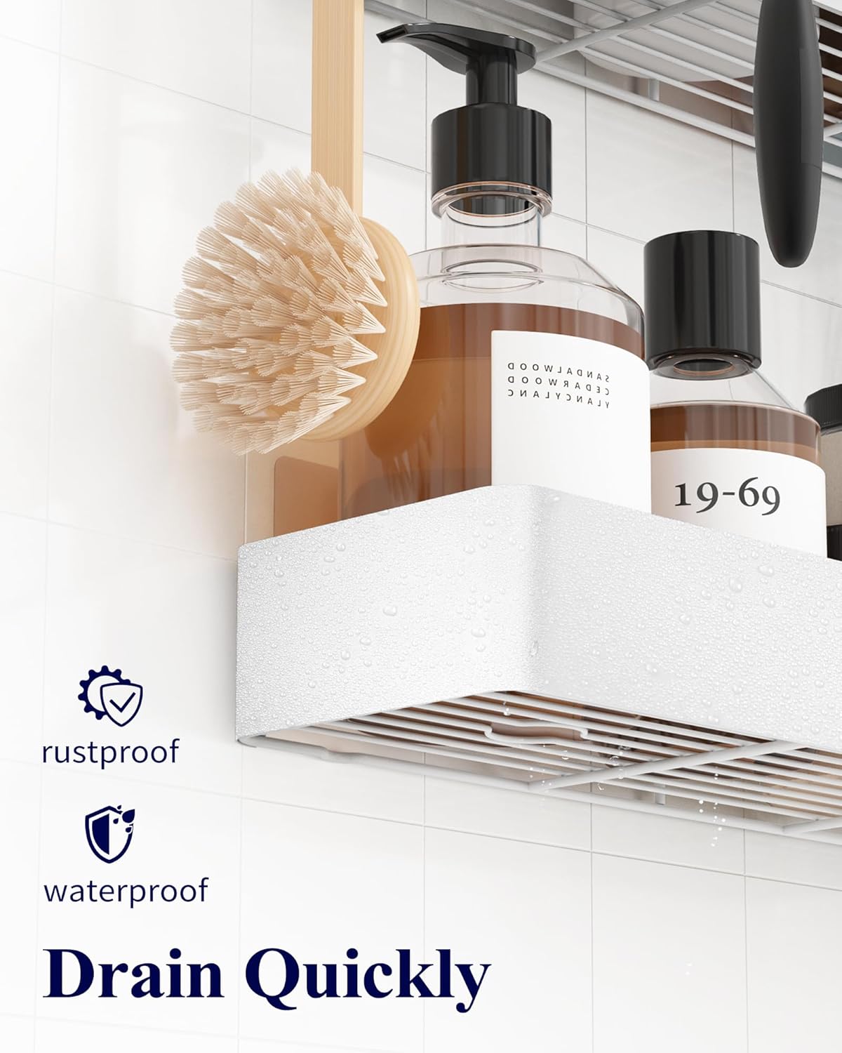 Kitsure Shower Caddy - 2 Pack Adhesive Shower Organizer, Rustproof Metal Shelves, No-Drill Bathroom Organizers and Storage, White, XX-Large