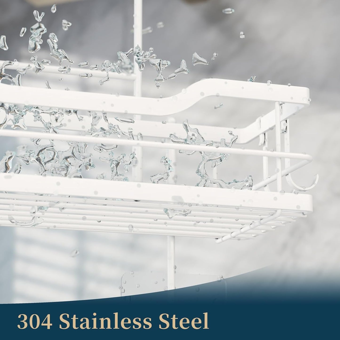 Consumest Over The Door Shower Caddy - 3 Tier Shower Organizer Hanging with Soap Holders, Large Capacity Shower Shelves with 6 Hooks, Bathroom Rack and Storage, White