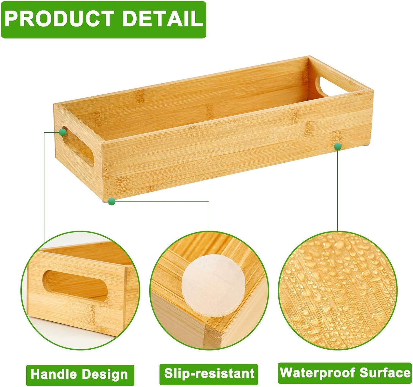 VITVITI Toilet Tray for Bathroom, Bamboo Toilets Paper Storage with Handles, Toilet Paper Tray Holder Organizer Basket for Top Tank/Kitchen Counter Natural,14.9x5.9 Inch