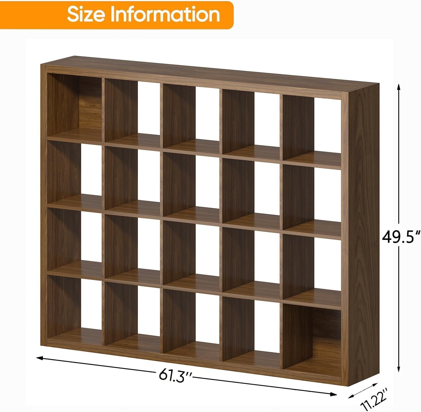 Bookshelf with Storage Bins, 20-Cube Storage Organizer Sturdy Wooden Bookcase Open Book Shelf, Multifunctional Cubicle Rack for Storage & Display, Furniture for Living Room Bedroom Office, Classic Oak