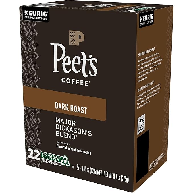Peet's Coffee & Tea Coffee Major Dickason's Blend K-Cup Portion Pack for Keurig K-Cup Brewers, 22 Count