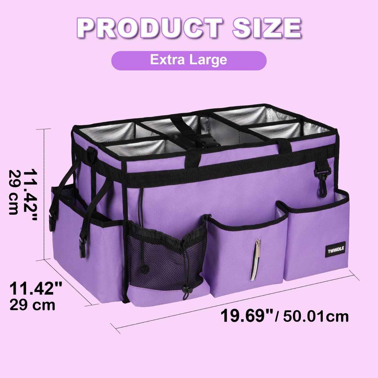 Extra-Large Cleaning Caddy With Detachable Divider And Support Board, Large Cleaning Supply Caddy With Adjustable Shoulder Strap & Waist Belt For Cleaners,Housekeepers