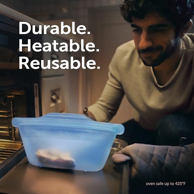 Ziploc Endurables Medium Pouch, 2 Cups, Reusable Silicone Bags and Food Storage Meal Prep Containers for Freezer, Oven, and Microwave, Dishwasher Safe (Pack of 4)