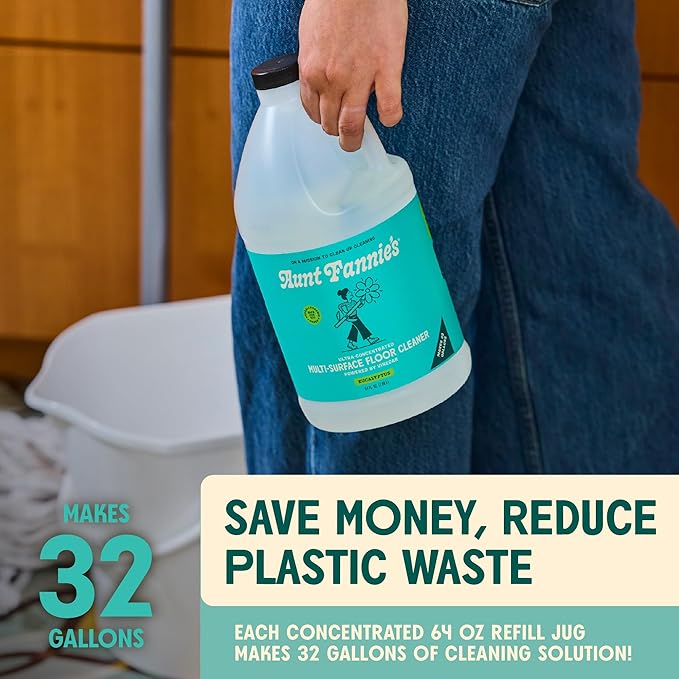 Aunt Fannie's Ultra Concentrated Floor Cleaner Vinegar Wash, Multi-Surface Solution For Mopping, Value Size, Eucalyptus Scent, 64 oz