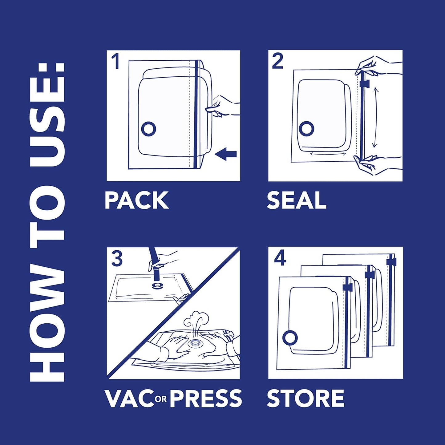 Hefty Shrink-Pak Vacuum Storage Bags - Space Saver for Under Bed Storage, Clothing and Comforters, Odor Resistant, 3X More Storage Space - 3 Large, 3 XL Bags