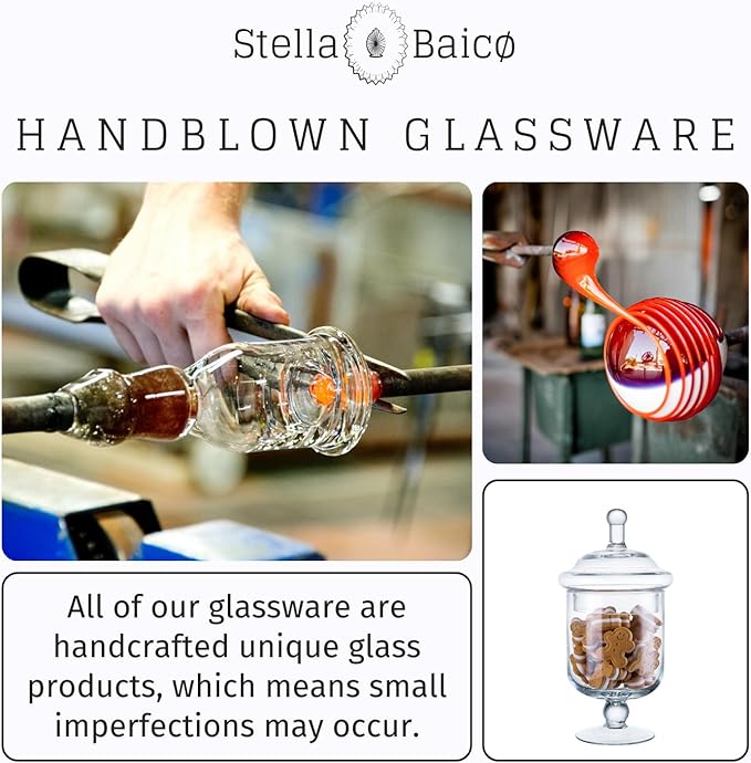 Small Glass Apothecary Jars with Lid, Clear Candy Jar with Lid, Cute Small Decorative Glass Jars for Wedding, Display and Home Decor, Glass Canisters (Height: 9", Diameter: 5")