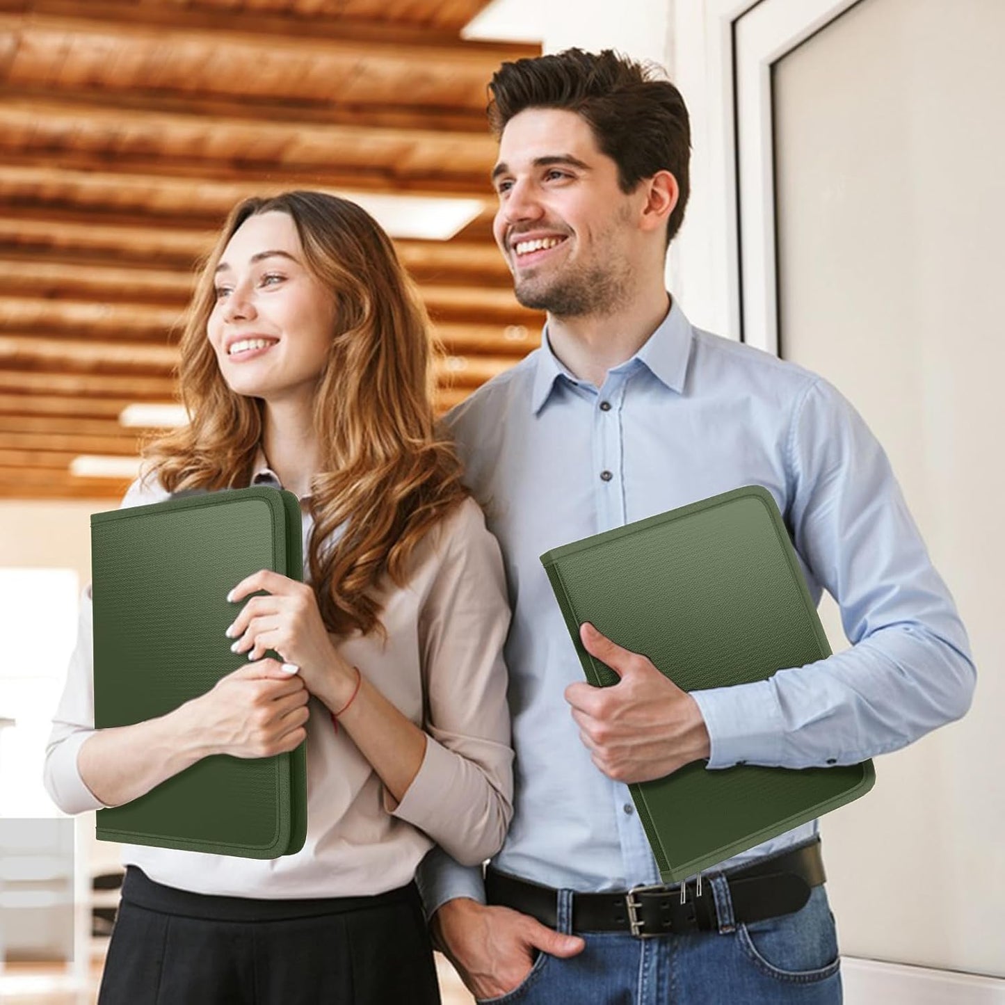 Fireproof Accordion File Organizer, Portable Expanding File Folder with Waterproof Zipper&Labels, Green Document Organizer with 13 Pockets, File Organizer for Important Document/Paper Storage