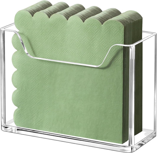 Acrylic Cocktail Napkin Holder for Table, for 5 x 5 Inches Napkin, Modern Vertical Napkin Holder for Kitchen, Clear Waterproof Napkins Holders for Dinner, Home, Bar