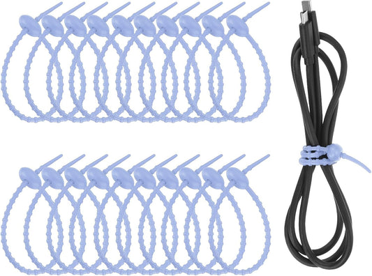 uxcell 20 Pcs Silicone Ties Bag Clip, 8.5 Inch Multi Purpose Silicone Zip Ties Reusable Rubber Zip Tie, Cable Strap Cord Organizer for Home Office Food Bag Wires Cables, Pink Purple