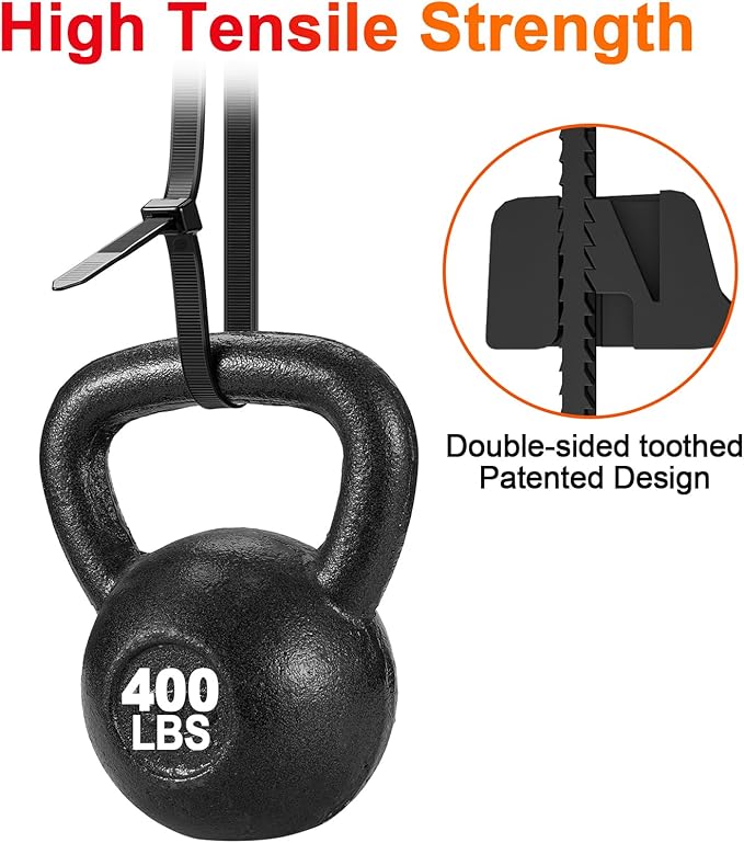 Long Zip Ties Heavy Duty 24 inch，400 LBS Tensile Strength With Double Sided Toothed Super Durable Cable Ties ，Extra Large Wire Ties Adjustable Nylon Tie Wraps for Indoor Outdoor （100 Pack Black）