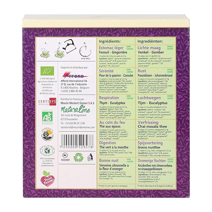 Adanim Bio Tea Sampler Gift Set Box, 6 Flavors Organic Herbal Tea Set, Total of 90 Tea Bags, Full of Aroma Scented Fragrance, Tea Lovers Gift Ideas For Christmas