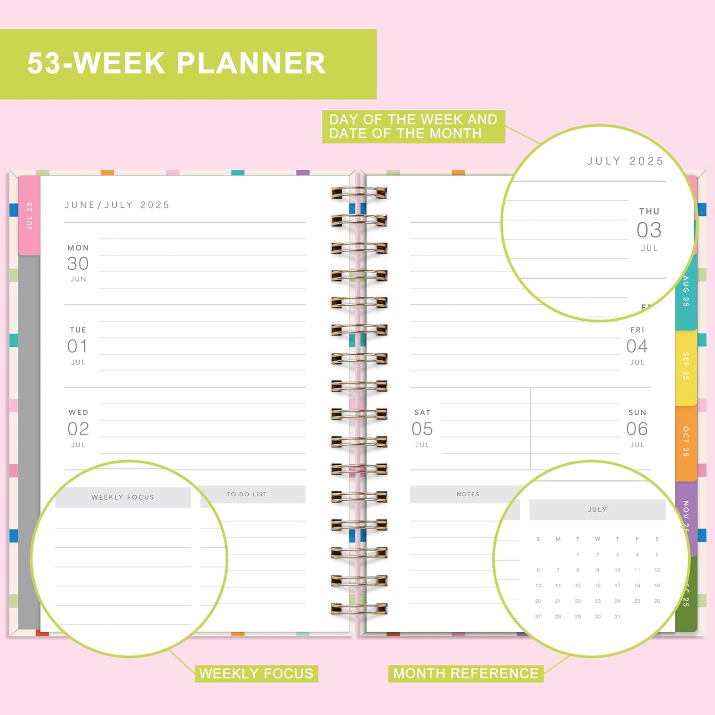 And Per Se Student Planner 2025-2026, Academic Planner July 2025 - June 2026, 8.5" × 6.2", Weekly & Monthly Lesson Plan for Students with Colorful Tabs & Stickers (Color Grid)