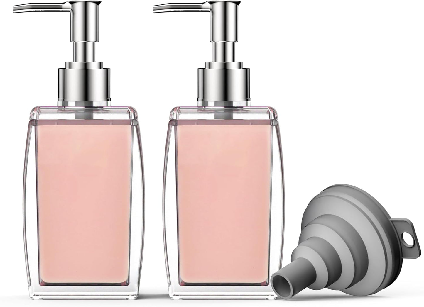 Pink Soap Dispenser with Refillable Plastic Pump for Bathroom Sink or Kitchen Counter, Ideal for Hand Soap, Liquid Soap, Dish Soap, or Lotion Use