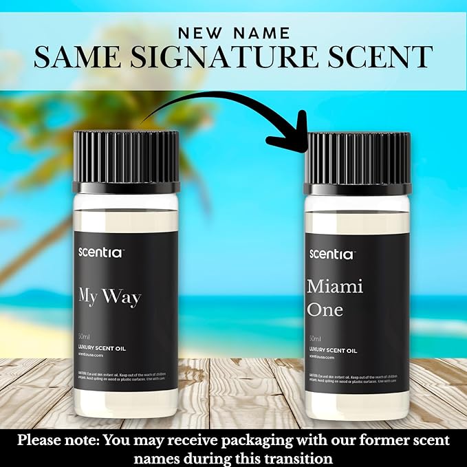 Scentia My Way Hotel Diffuser Oil Inspired by The 1 Hotel Miami Beach- 50 ml 1.69 fl oz - Essential Oil Blend Sandalwood, Cedar & Lemon Notes for Aromatherapy Diffusers Humidifiers, Thanksgiving Gift