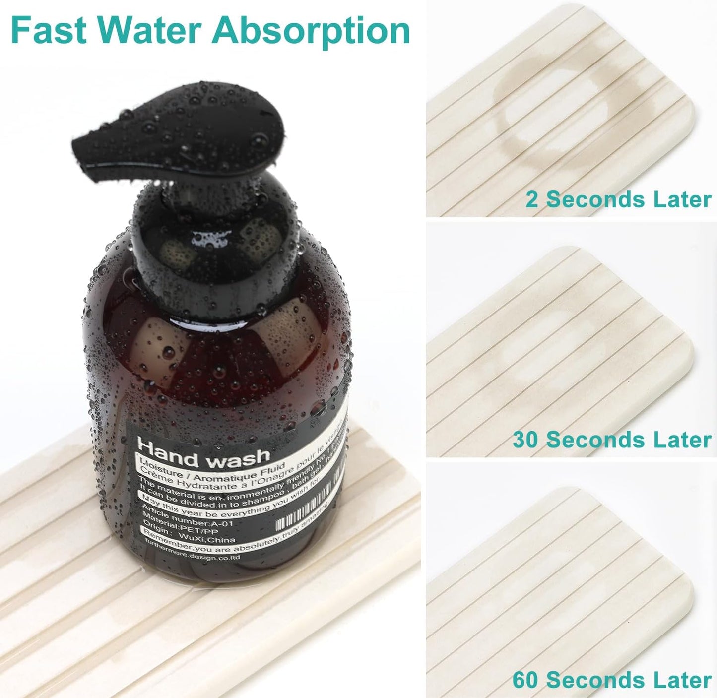 Diatomaceous Earth Dish Drying Mat for Bathroom Sink Tray Kitchen Counter Soap Dish White Diatomite Stone Sink Trays Absorbent Coasters Water Absorbing Stone Quick Drying Tray Kitchen Sink Accessories