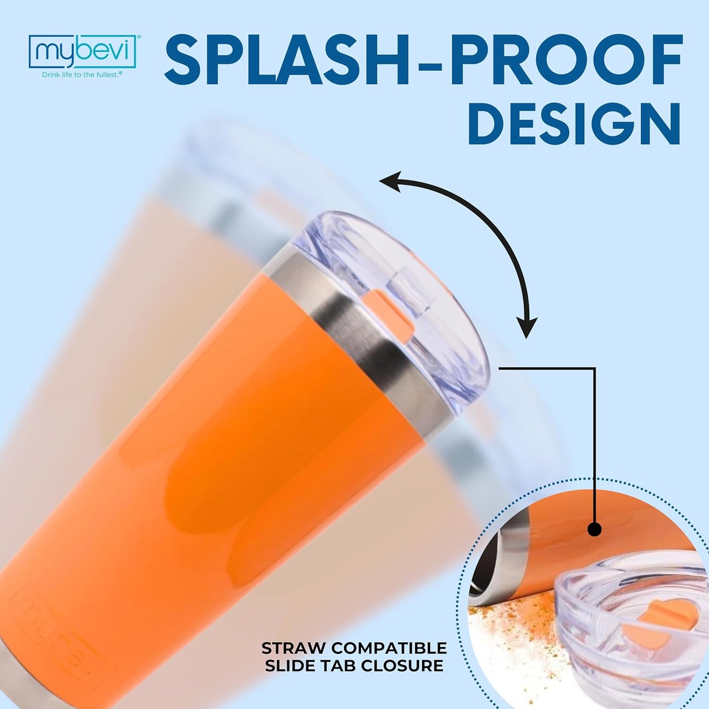 Classic Premium Stainless Steel Tumbler with 12-Hour Temperature Control, Tritan Lid, and BPA-Free Construction | Orange, 26 oz