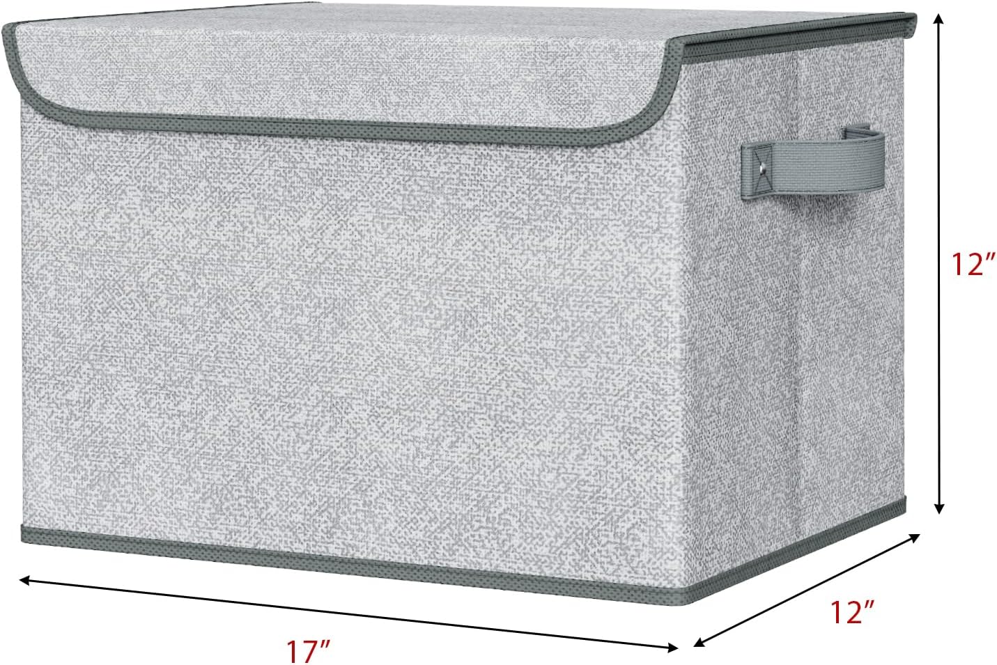 Univivi Storage Bins with Lids [4-Pack] Large Collapsible Stackable Fabric Storage Boxes with Lids, Decorative Closet Organizers and Storage for Clothes, Office, Bedroom (Gray, 17“ x 12” x 12")