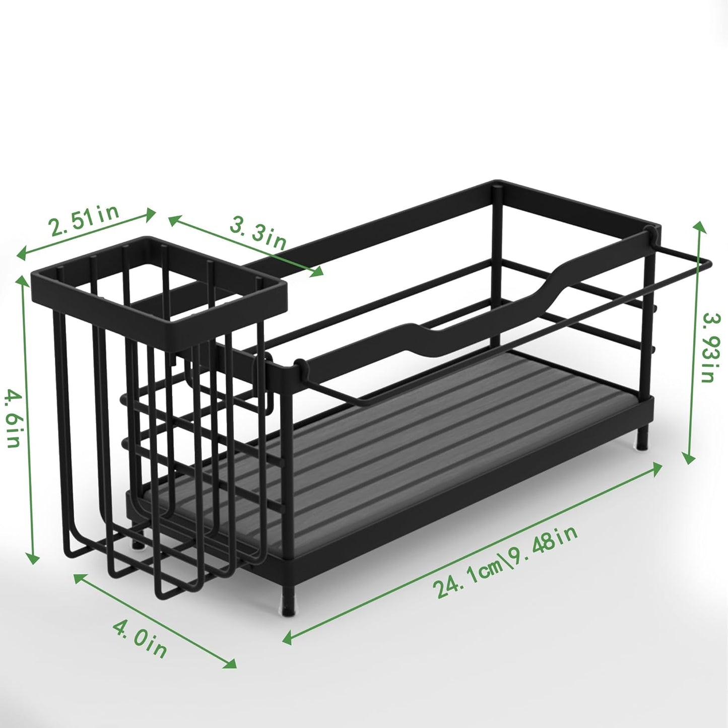 Sponge Holder for Kitchen Sink,Sink Caddy Organizer With Stone Drying Tray, Stainless Steel Kitchen Countertop Organizer for Sponge Soap Dispenser Black