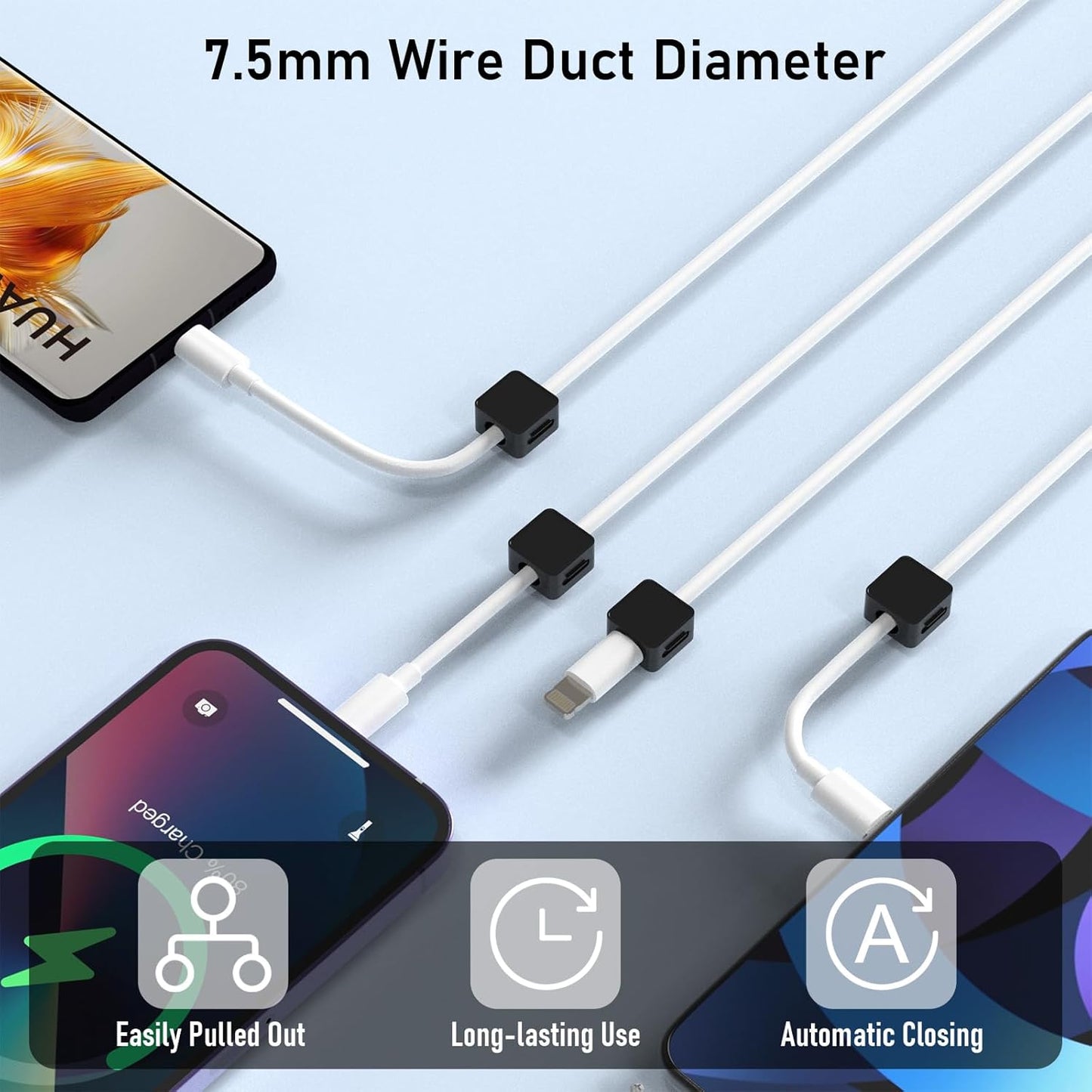 ELZO 12Pack Magnetic Cable Clips,Cord Organizer Holder for Cable Management,Strong Adhesive Charger Wire Organizer Keeper Magnetic Easy Open for Home,Office,Car,Desk,Nightstand-Black