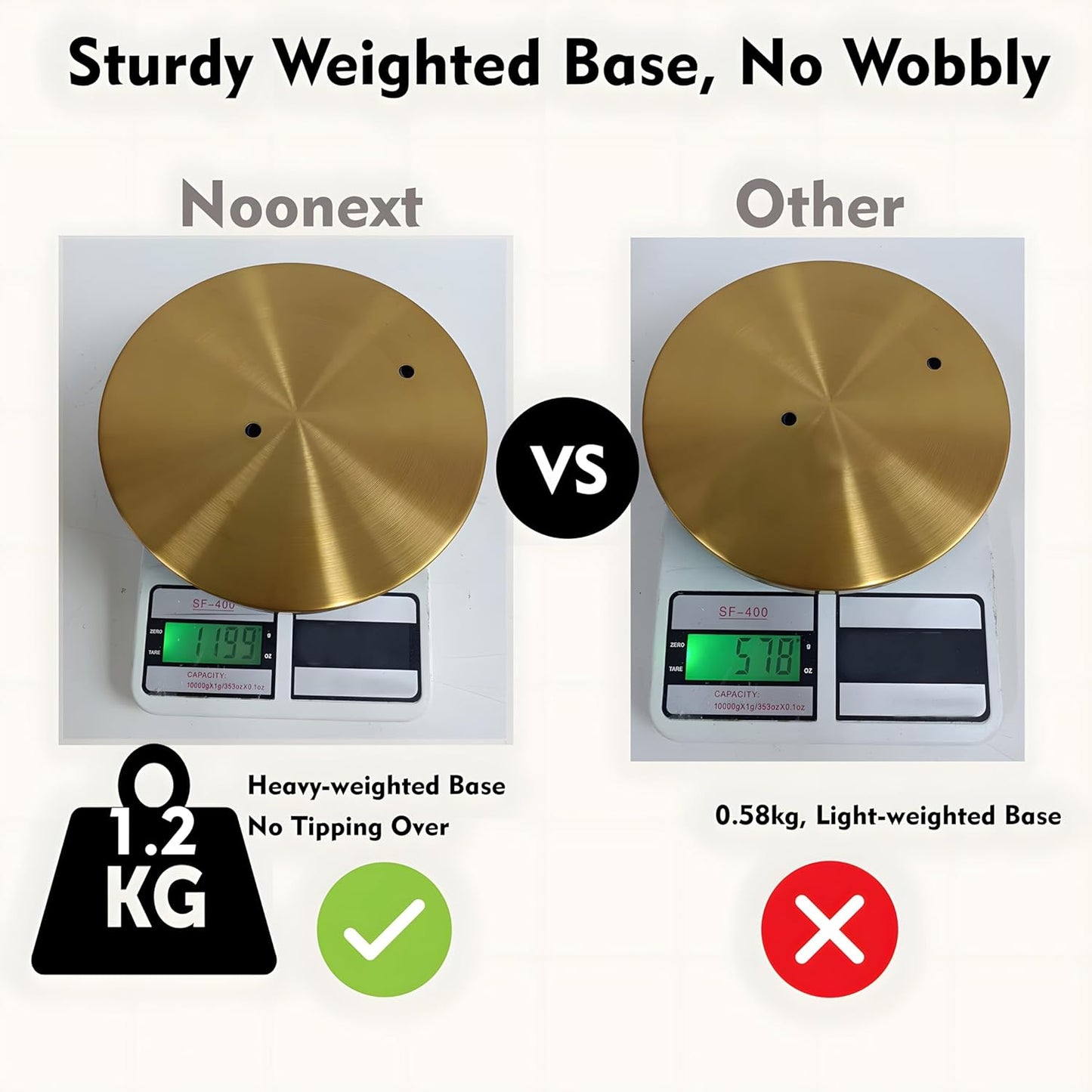 Noonext Gold Toilet Paper Holder with Shelf, Freestanding Toilet Paper Holder with Big Tray for Bathroom, Heavy Base No Tipping Over (Stainless Steel, Gold)