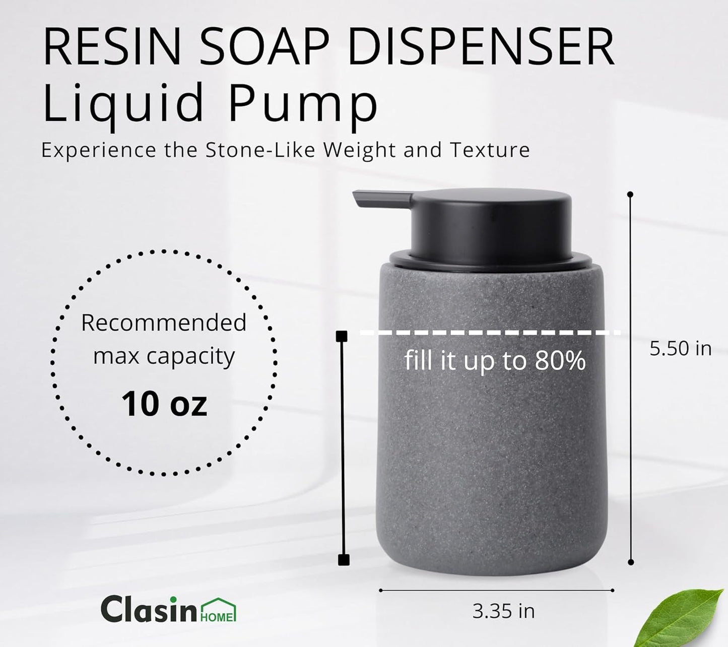 Grey Bathroom Accessories Set, 3 Pcs Resin Bathroom Accessories Complete Set, Sandstone Look Soap Dispenser with Large Pump, Toothbrush Cup, Soap Dish for Modern Home Decor and Kitchen