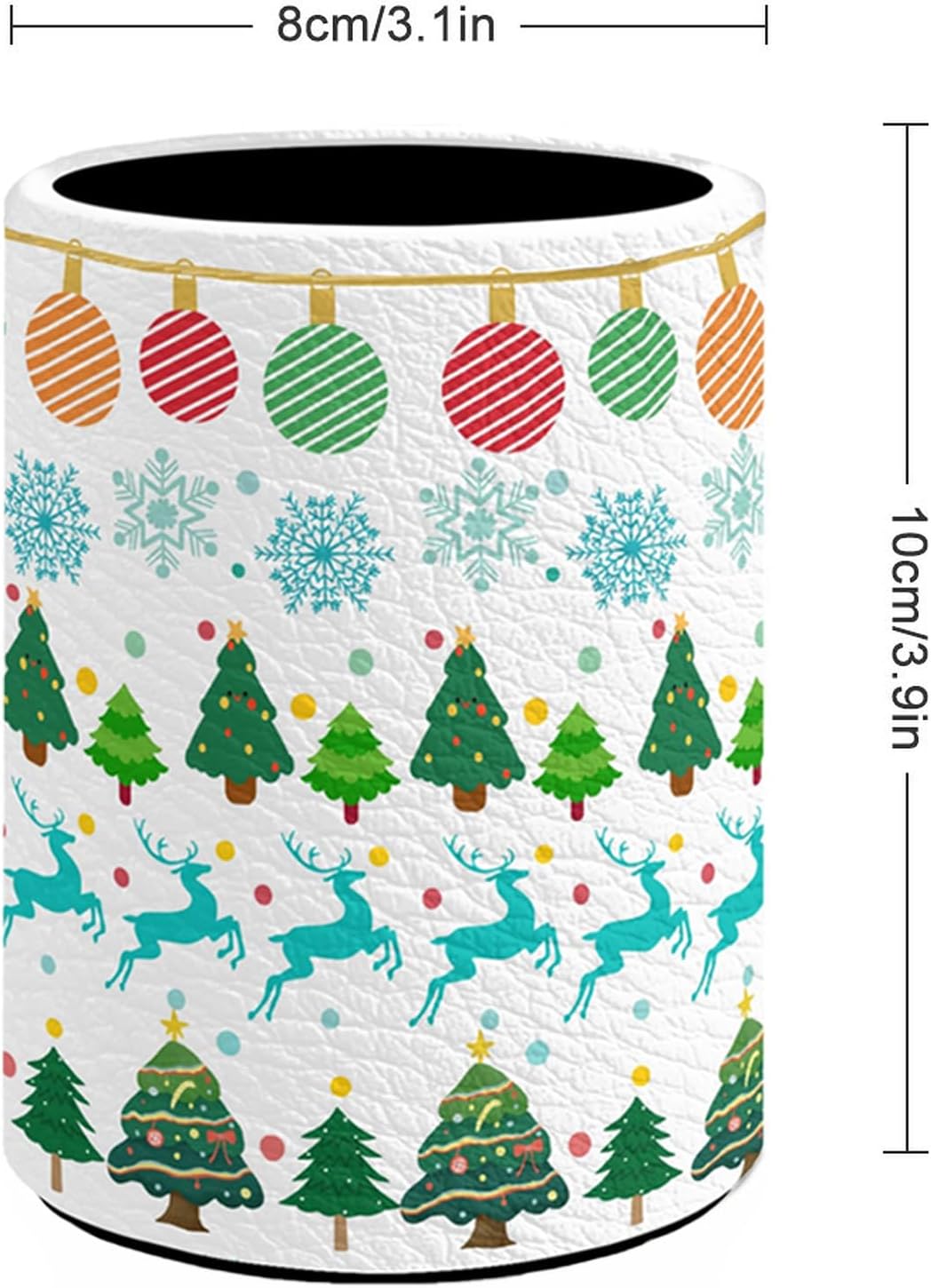 Christmas Pen Holder Pencil Organizer Cute Pencil Cup Desk Decor Makeup Brush Holder PU Multifunctional Office Suppliesfor Home Classroom School