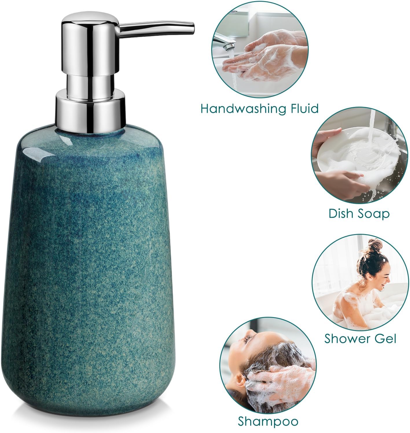 vancasso Green Bathroom Accessories Set, Ceramic Soap Dispenser and Toothbrush Holder Sets, Stoneware 4 Pcs Bathroom Sink Set for Modern Home Decor, Series Starry