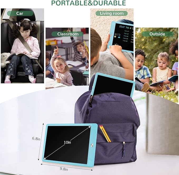 TEKFUN LCD Writing Tablet for Kids, 10-inch Coloring Drawing Pad, Mess Free Doodle Board, Christmas Gifts for Boys and Toddlers, Toys for 3 4 5 6 7 8 Year Old Girls(Blue)