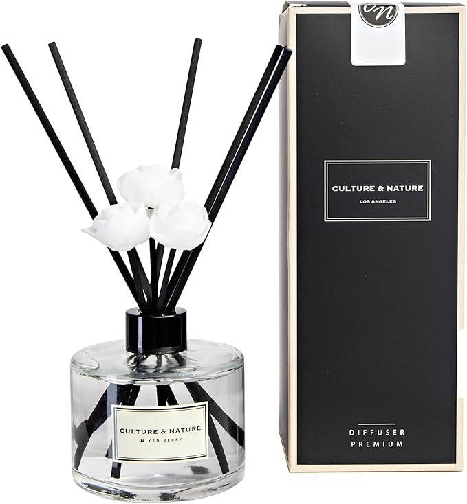 CULTURE & NATURE Reed Diffuser Set 6.7oz (200ml) Mixed Berry Scented Diffuser with Sticks Home Fragrance Reed Diffuser for Bathroom Shelf Decor