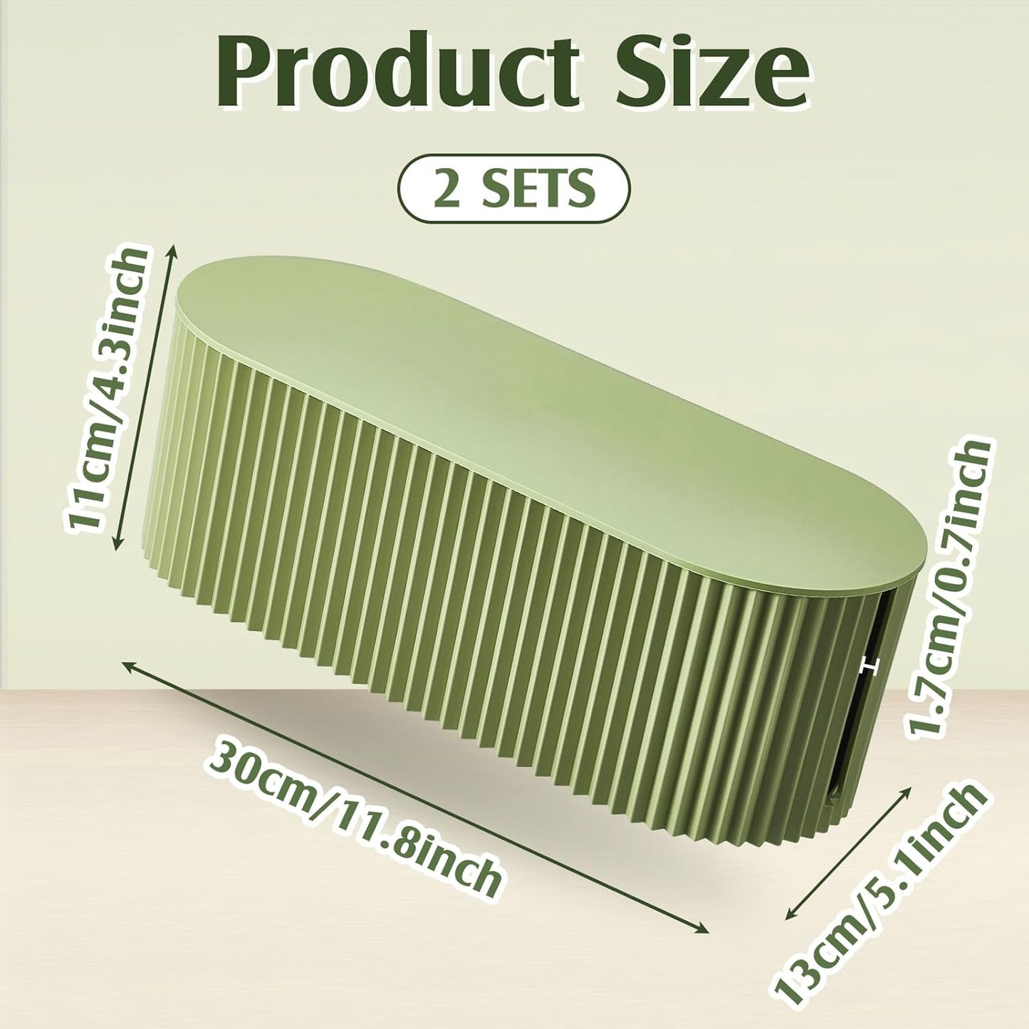 Marsui 2 Pcs Cable Management Box Cord Hider Organizer with 46 Pcs Cable Management Kit Wire Box for Power Strips Surge Protectors Desk TV Computer Wires Home Office(Grayish Green)