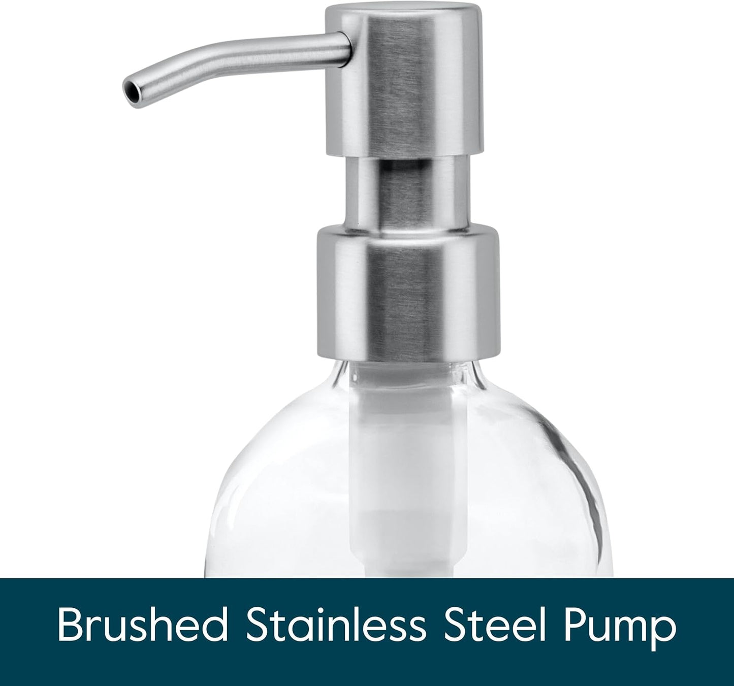 Grove Co. Gel Hand Soap Dispenser (13.5 Oz) 2 x Refillable Glass Bottles with Stainless Steel Pump, Reusable Liquid Soap Refill Set, Square Base, Reduce Plastic Waste Bundle